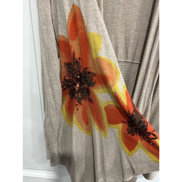 INC International Concepts Womens Beige Cardigan Floral Sequin Design Sz XL - Picture 4 of 8